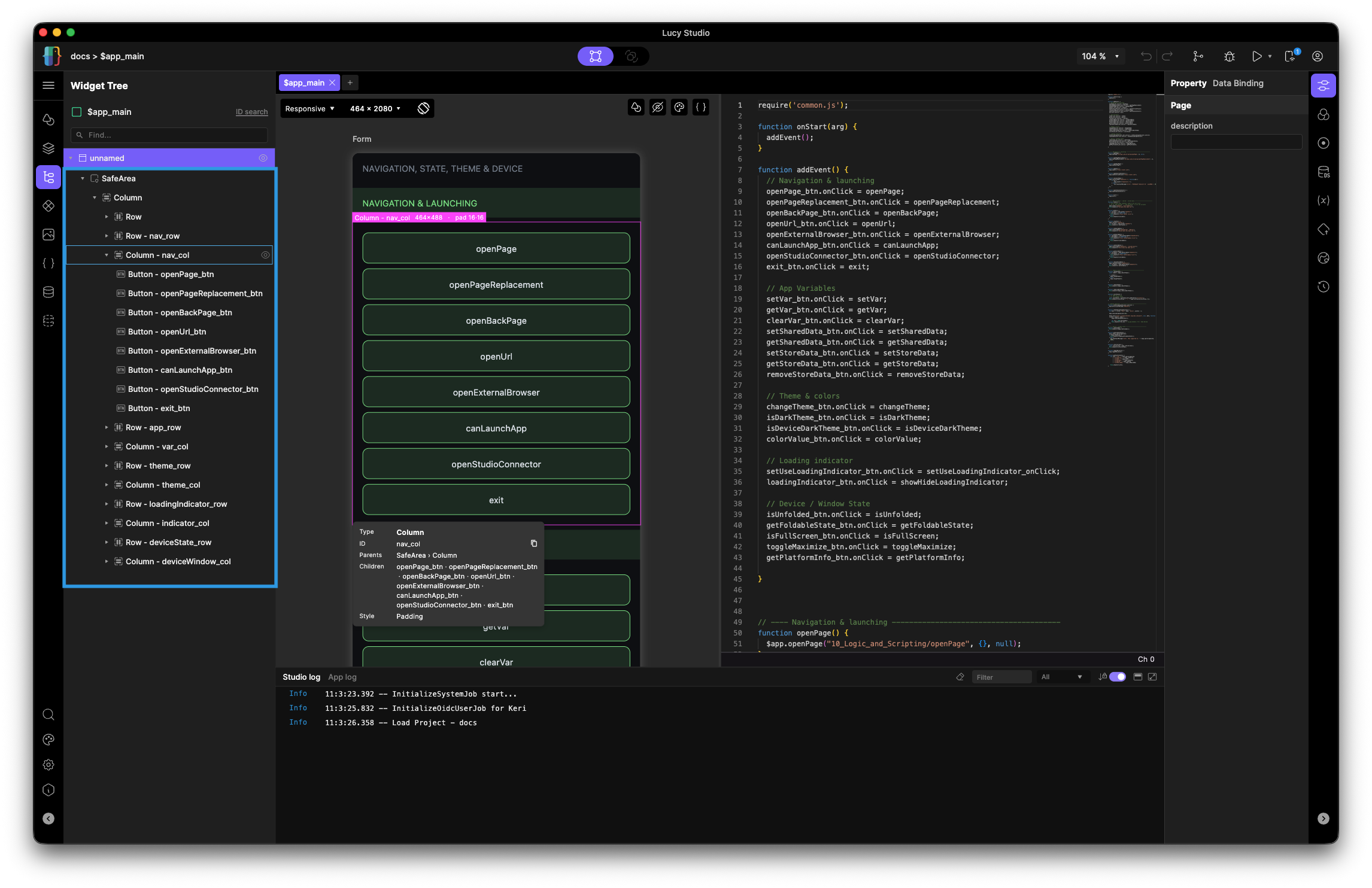 Widget tree structure